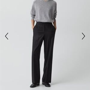 Theory Black Wide Leg Pants in Sleek Flannel - size 2